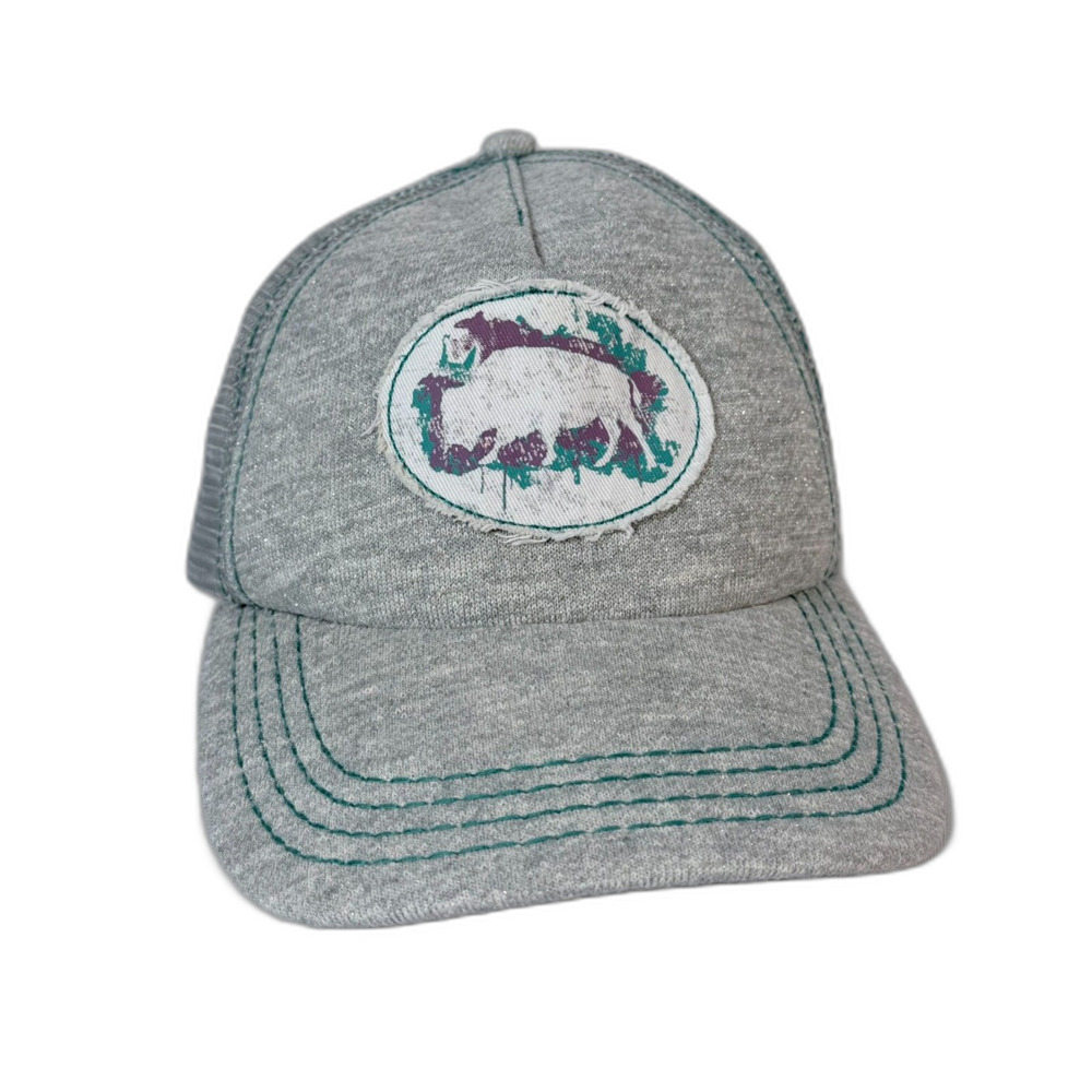 Cruel Denim Women Gray Purple Buffalo Silver Glitter Trucker Snap Back Hat